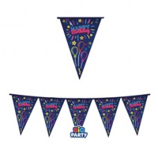 Festone bandiere Happy Birthday - in cartoncino - neon - 3 mt - Big Party Festone bandiere Happy Birthday - in cartoncino - neon - 3 mt - Big Party