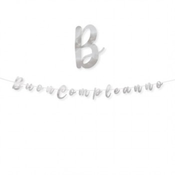 Festone Buon compleanno - in cartoncino - argento - Big Party