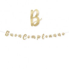 Festone Buon compleanno - in cartoncino - oro - Big Party Festone Buon compleanno - in cartoncino - oro - Big Party