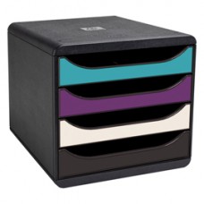 Cassettiera Big Box 4 -linea Titane - 34,7 x27,8 x 26,7 cm - 4 cassetti - colori assortiti - Exacompta
