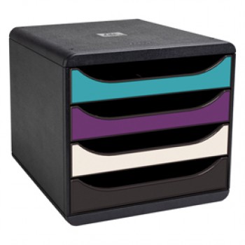 Cassettiera Big Box 4 -linea Titane - 34,7 x27,8 x 26,7 cm - 4 cassetti - colori assortiti - Exacompta