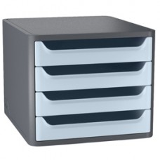 Cassettiera 1400 First - 4 cassetti - 28,8 x 34,6 x23,4 - grigio\azzurro chiaro - Cep