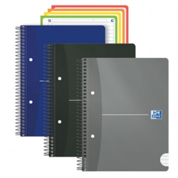 Maxiquaderno spiralato Office Essentials - A5+ - 1 rigo c/margine - 240 pagine - 80 gr - colori assortiti - Oxford