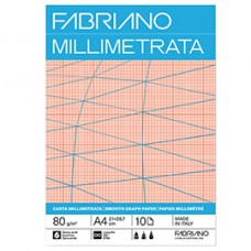 Blocco carta millimetrata - 21 x 29,7 cm - A4 - 10 fogli - 80gr - Fabriano