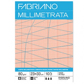 Blocco carta millimetrata - 23 x 33cm - 10 fogli - 80gr - Fabriano