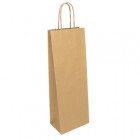 Portabottiglie EASY - maniglie cordino - 14 x 9 x 39 cm - carta sealing - avana - Mainetti Bags - conf. 25 pezzi