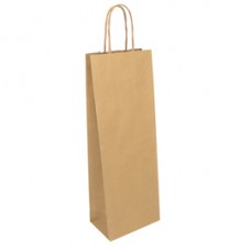 Portabottiglie EASY - maniglie cordino - 14 x 9 x 39 cm - carta sealing - avana - Mainetti Bags - conf. 25 pezzi