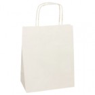 Shopper Twisted - maniglie cordino - 14 x 9 x 21 cm - carta kraft - bianco - Mainetti Bags - conf. 25 pezzi