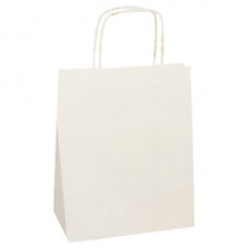 Shopper Twisted - maniglie cordino - 14 x 9 x 21 cm - carta kraft - bianco - Mainetti Bags - conf. 25 pezzi
