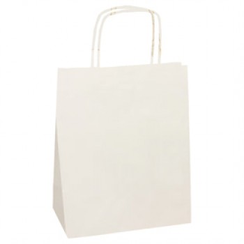 Shopper Twisted - maniglie cordino - 14 x 9 x 21 cm - carta kraft - bianco - Mainetti Bags - conf. 25 pezzi