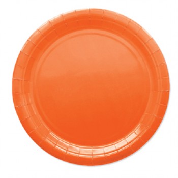 Piatti piani Ecocolor - Ø24cm - biodegradabile - arancione - Big Party - conf. 25 pezzi
