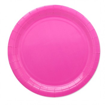 Piatti piani Ecocolor - Ø24cm - biodegradabile - fucsia - Big Party - conf. 25 pezzi
