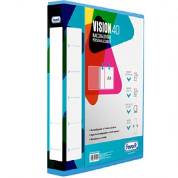 Raccoglitore personalizzabile Vision - 22 x 30 cm - 4 anelli a D 40 mm - dorso 6 cm - azzurro - Favorit