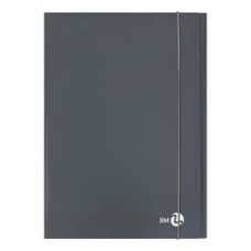 Cartella 3 lembi con elastico - A4 - dorso piatto - grigio scuro - BM
