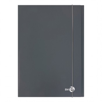 Cartella 3 lembi con elastico - A4 - dorso piatto - grigio scuro - BM