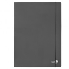 Cartella 3 lembi con elastico - A4 - dorso 1 cm - grigio scuro - BM