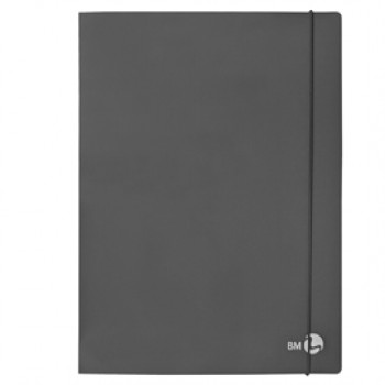 Cartella 3 lembi con elastico - A4 - dorso 1 cm - grigio scuro - BM