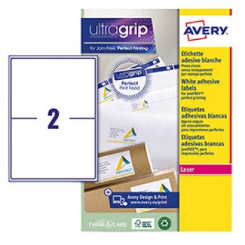 Etichette adesive L7168 - in carta - angoli arrotondati - laser - permanenti - 199,6 x 143,5 mm - 2 et/fg - 15 fogli - bianco - Aver y