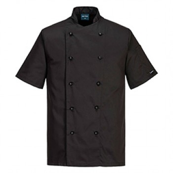 Giacca cuoco Kent - maniche corte - taglia XXL - nero - Portwest Giacca cuoco Kent - maniche corte - taglia XXL - nero - Portwest