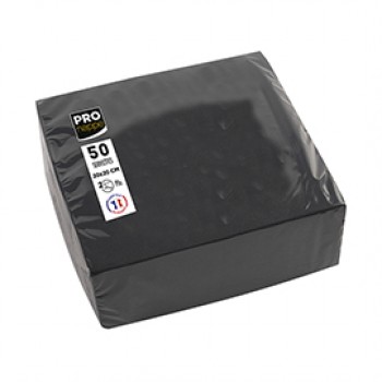 Tovaglioli cocktail - 2 veli - 20 x 20 cm - carta - nero - Pro Nappe - conf. 50 pezzi