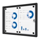 Bacheca per interni - con ante battenti -  2 fogli A4 - cornice nera - orizzontale - Showdown