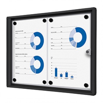 Bacheca per interni - con ante battenti - 2 fogli A4 - cornice nera - orizzontale - Showdown Bacheca per interni - con ante battenti - 2 fogli A4 - cornice nera - orizzontale - Showdown