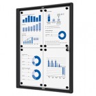 Bacheca per interni - con ante battenti -  4 fogli A4 - cornice nera - verticale - Showdown