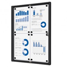 Bacheca per interni - con ante battenti - 4 fogli A4 - cornice nera - verticale - Showdown Bacheca per interni - con ante battenti - 4 fogli A4 - cornice nera - verticale - Showdown