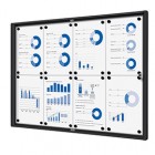 Bacheca per interni - con ante battenti -  8 fogli A4 - cornice nera - orizzontale - Showdown