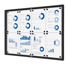 Bacheca per interni - con ante battenti - 8 fogli A4 - cornice nera - orizzontale - Showdown Bacheca per interni - con ante battenti - 8 fogli A4 - cornice nera - orizzontale - Showdown