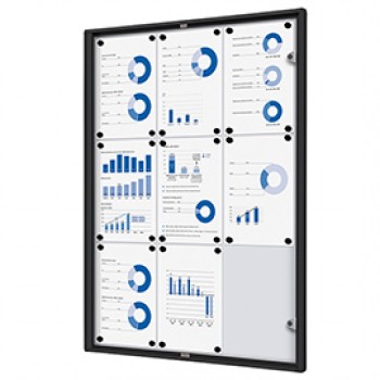 Bacheca per interni - con ante battenti - 9 fogli A4 - cornice nera - verticale - Showdown Bacheca per interni - con ante battenti - 9 fogli A4 - cornice nera - verticale - Showdown