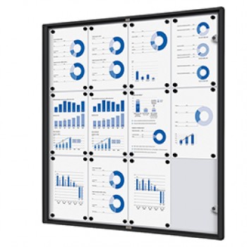 Bacheca per interni - con ante battenti - 12 fogli A4 - cornice nera - verticale - Showdown Bacheca per interni - con ante battenti - 12 fogli A4 - cornice nera - verticale - Showdown