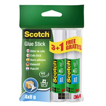 Colla stick - permanente - 8 gr - Scotch - Promo pack 3+1 pezzi Colla stick - permanente - 8 gr - Scotch - Promo pack 3+1 pezzi
