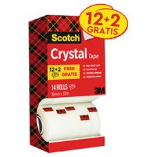 Nastro adesivo Scotch Crystal 600 - 19 mm x 33 m - acrilico - trasparente - Scotch - Value Pack 12+2 rotoli