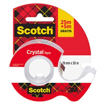 Nastro adesivo  in chiocciola Crystal 600 - 19 mm x 25 m + 5m gratis - acrilico - trasparente - Scotch