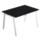 Scrivania lineare Easy - struttura bianca - gambe inclinate - 120 x 80 cm - nero venato