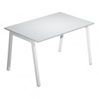Scrivania lineare Easy - struttura bianca - gambe inclinate - 120 x 80 cm - grigio