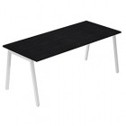 Scrivania lineare Easy - struttura bianca - gambe inclinate - 180 x 80 cm - nero venato