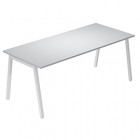 Scrivania lineare Easy - struttura bianca - gambe inclinate - 180 x 80 cm - grigio