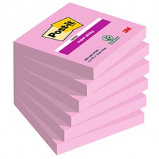 Blocco Post-it Super Sticky - 654-6SS-PNK - 76 x 76 mm - rosa - 90 fogli - Post-it - conf. 6 pezzi