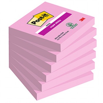 Blocco Post-it Super Sticky - 654-6SS-PNK - 76 x 76 mm - rosa - 90 fogli - Post-it - conf. 6 pezzi