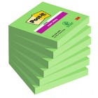 Blocco Post-it Super Sticky - 654-6SS-GRN - 76 x 76 mm - verde - 90 fogli - Post-it - conf. 6 pezzi