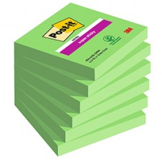 Blocco Post-it Super Sticky - 654-6SS-GRN - 76 x 76 mm - verde - 90 fogli - Post-it - conf. 6 pezzi