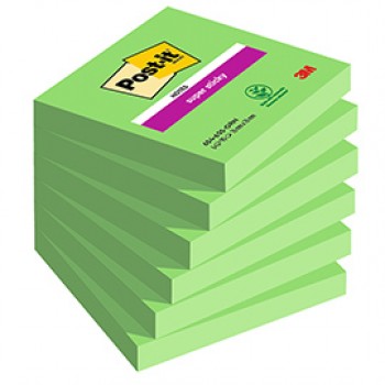 Blocco Post-it Super Sticky - 654-6SS-GRN - 76 x 76 mm - verde - 90 fogli - Post-it - conf. 6 pezzi