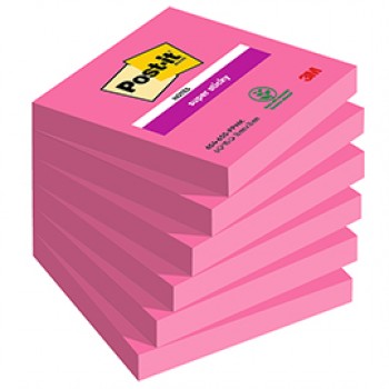 Blocco Post-it Super Sticky - 654-6SS-PPNK - 76 x 76 mm - rosa power - 90 fogli - Post-it - conf. 6 pezzi