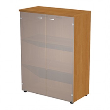 Armadio modulare - a 2 ante vetro - 90 x 44 x 123 cm - noce chiaro