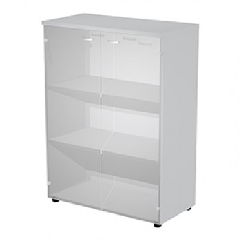 Armadio modulare - a 2 ante vetro - 90 x 44 x 123 cm - grigio