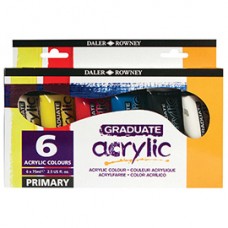 Colore acrilico fine Graduate - 75 ml - colori primari assortiti - Daler Rowney - 6 pezzi Colore acrilico fine Graduate - 75 ml - colori primari assortiti - Daler Rowney - 6 pezzi