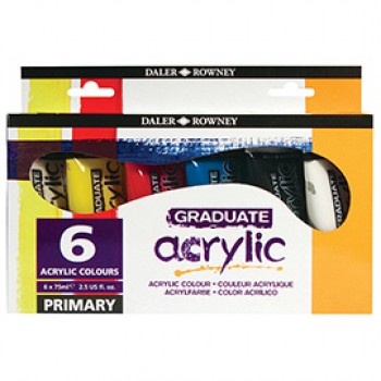 Colore acrilico fine Graduate - 75 ml - colori primari assortiti - Daler Rowney - 6 pezzi Colore acrilico fine Graduate - 75 ml - colori primari assortiti - Daler Rowney - 6 pezzi