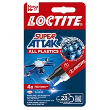Colla Super Attak - adesivo liquido e attivatore in penna - adatto per tutti i tipi di plastica - 2 gr + 4 ml - trasparente - Loctit e